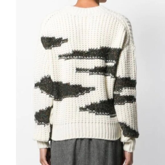 BA&SH Cacilie Metallic Intarsia-Knit Alpaca/Wool Ivory Sweater New Size 0/XS - Picture 7 of 16